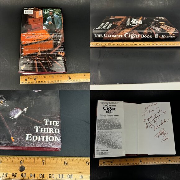 Vtg Richard Carleton Hacker Ultimate Cigar Hardcover Book Signed w Glass Ashtray - Picture 8 of 13